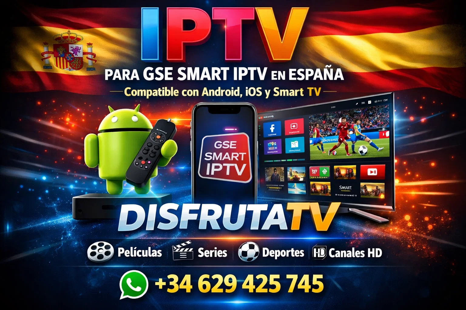 IPTV para GSE Smart IPTV en España – Compatible con Android, iOS y Smart TV